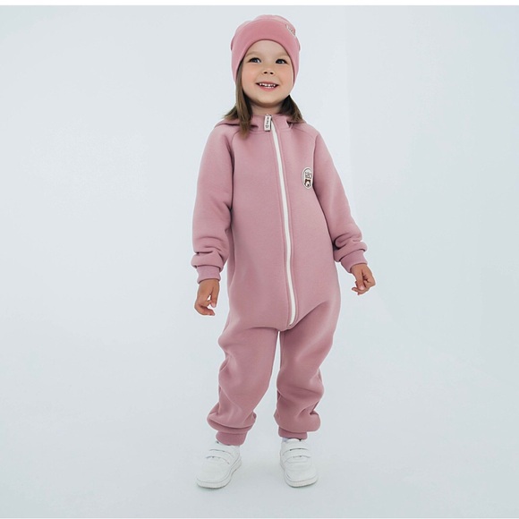 Kids Rose Warm hooded jumpsuit with flap - Gray Rose - Picture 10 of 15